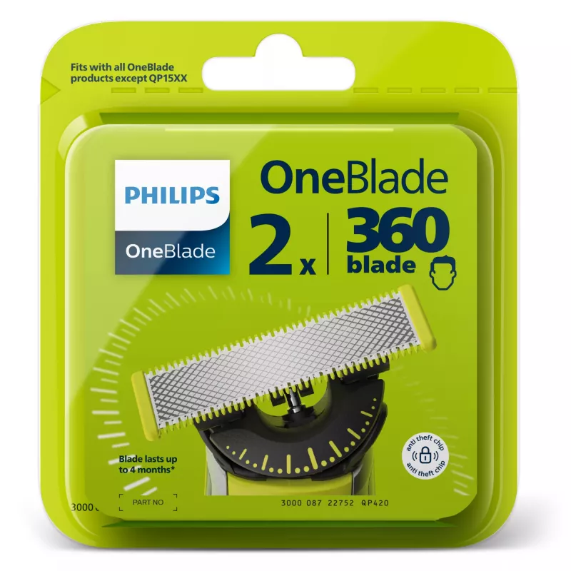Philips Norelco OneBlade QP420/50 skutimo galvutės, sidabrinės, 2 vnt.