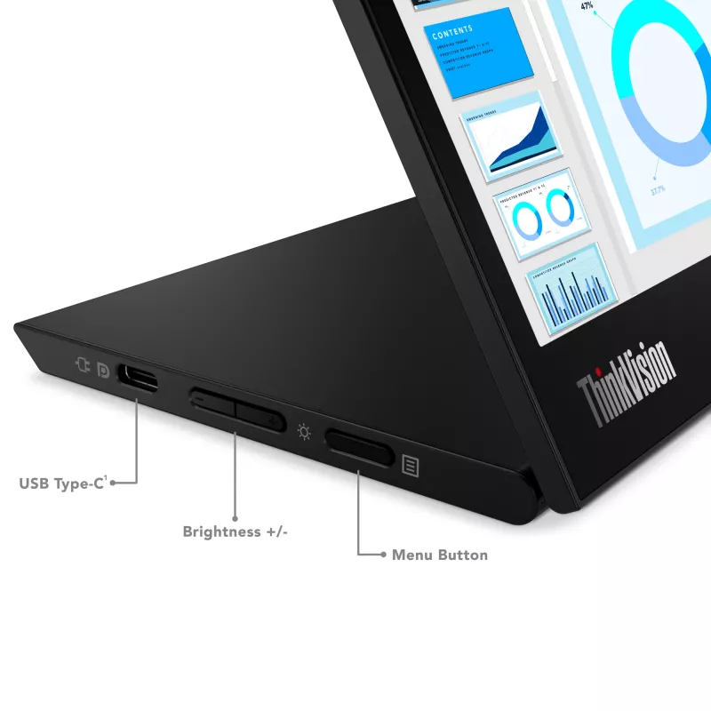Monitorius Lenovo ThinkVision M14d, 35,6 cm (14 colių), 2240 x 1400 pikselių, 2,2K, LED, 8 ms, Juodas