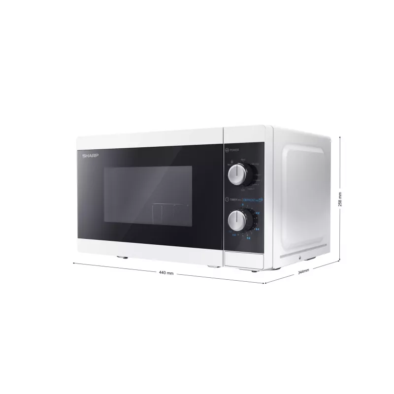 Sharp YC-MG01E-W mikrobangų krosnelė su griliu, juoda/balta, 20 L, 800 W
