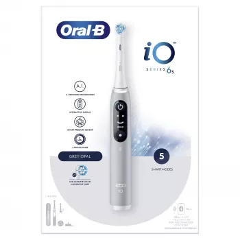 Oral-B iO 6S suaugusiųjų vibracinis dantų šepetėlis, pilka/balta
