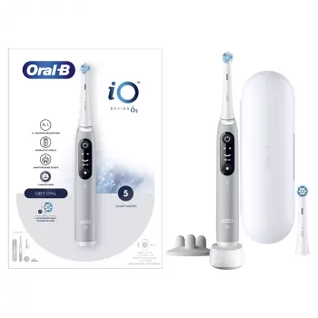 Oral-B iO 6S suaugusiųjų vibracinis dantų šepetėlis, pilka/balta