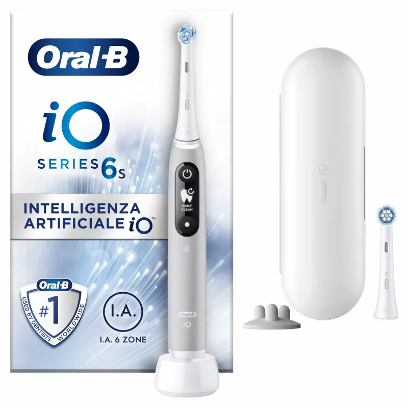 Oral-B iO 6S suaugusiųjų vibracinis dantų šepetėlis, pilka/balta