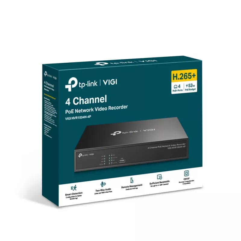 TP-Link VIGI NVR1004H-4P – 4 kanalų PoE+ tinklo vaizdo registratorius