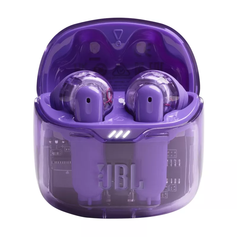 JBL Tune Flex Ghost Edition belaidės ausinės TWS, violetinės, permatomos