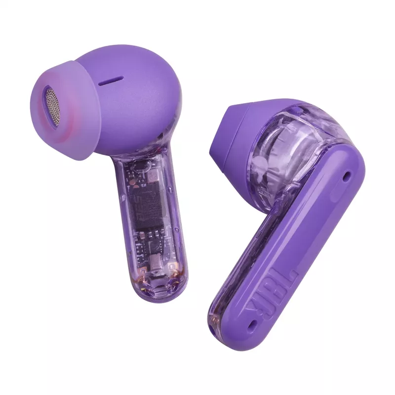JBL Tune Flex Ghost Edition belaidės ausinės TWS, violetinės, permatomos