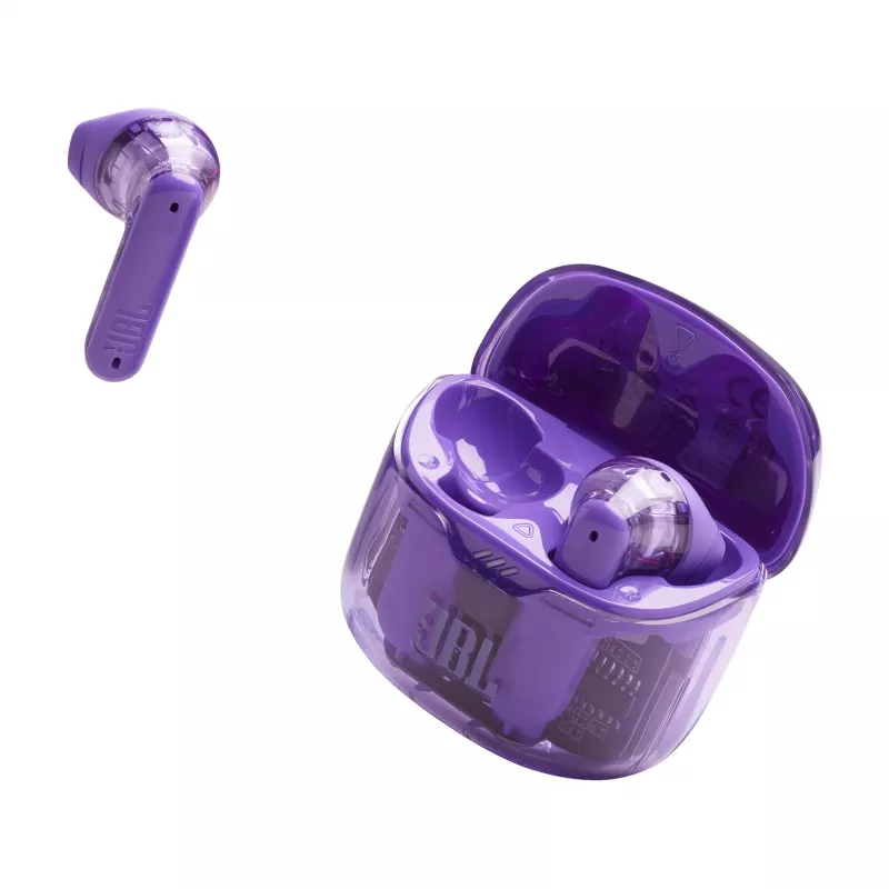 JBL Tune Flex Ghost Edition belaidės ausinės TWS, violetinės, permatomos