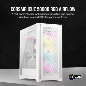 PC korpusas Corsair iCUE 5000D RGB Airflow Midi Tower Baltas