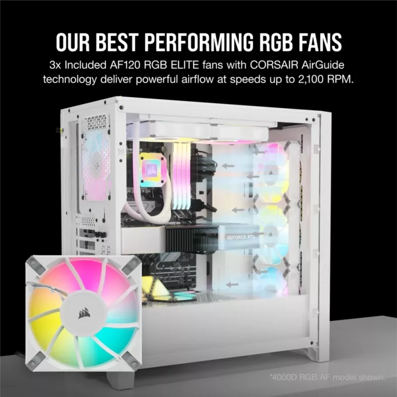 PC korpusas Corsair iCUE 5000D RGB Airflow Midi Tower Baltas