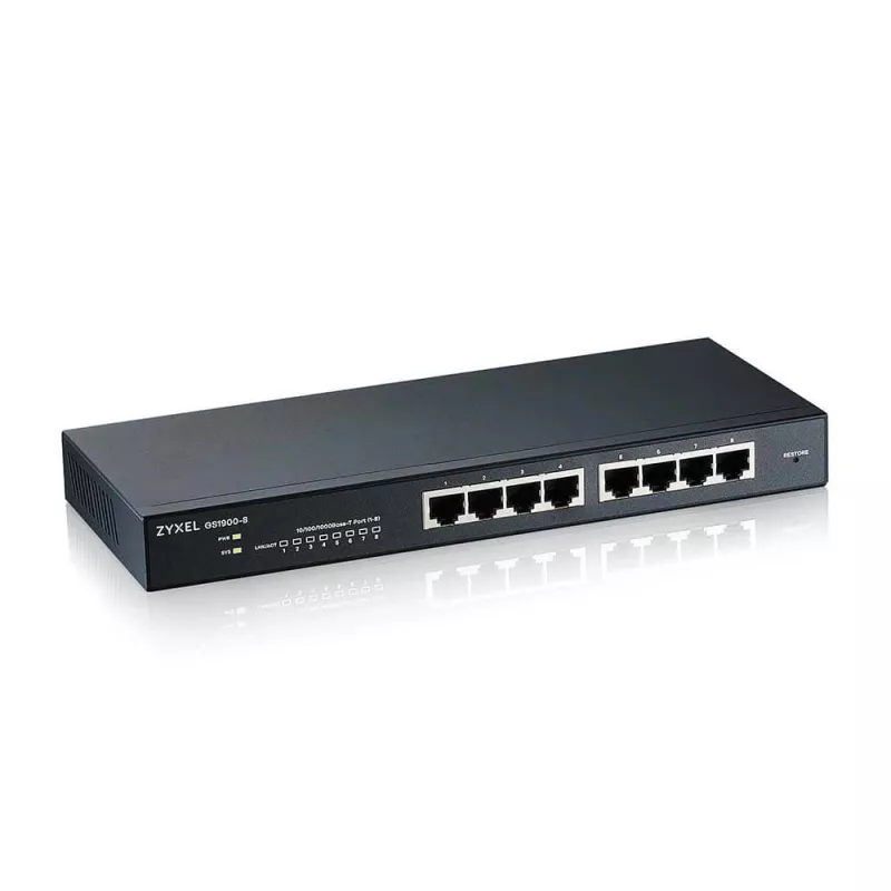 Zyxel GS1900-8 valdomas L2 gigabaitinis Ethernet (10/100/1000) jungiklis juodas