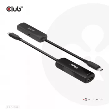 CLUB3D CAC-1588 USB Gen2 Type-C į HDMI™ 8K60Hz arba 4K120Hz HDR10+ su DSC1.2 ir Power Delivery 3.0 aktyvus adapteris M/F