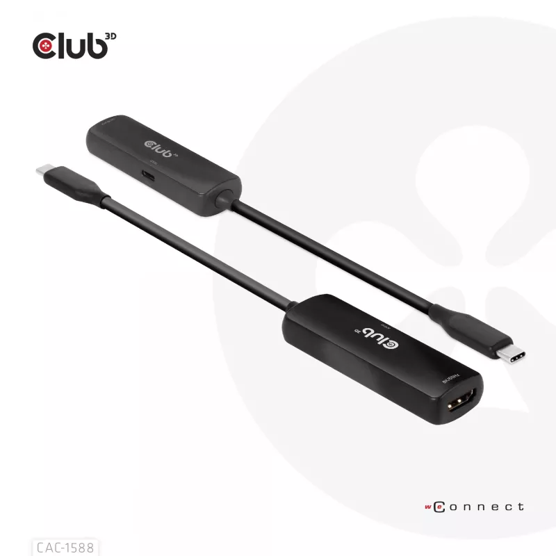 CLUB3D CAC-1588 USB Gen2 Type-C į HDMI™ 8K60Hz arba 4K120Hz HDR10+ su DSC1.2 ir Power Delivery 3.0 aktyvus adapteris M/F