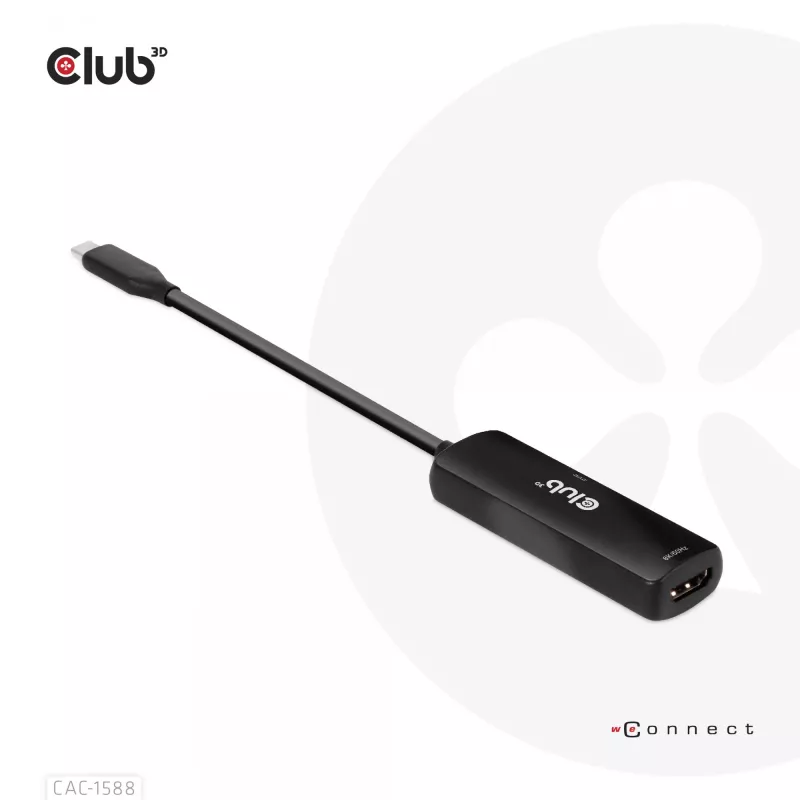 CLUB3D CAC-1588 USB Gen2 Type-C į HDMI™ 8K60Hz arba 4K120Hz HDR10+ su DSC1.2 ir Power Delivery 3.0 aktyvus adapteris M/F