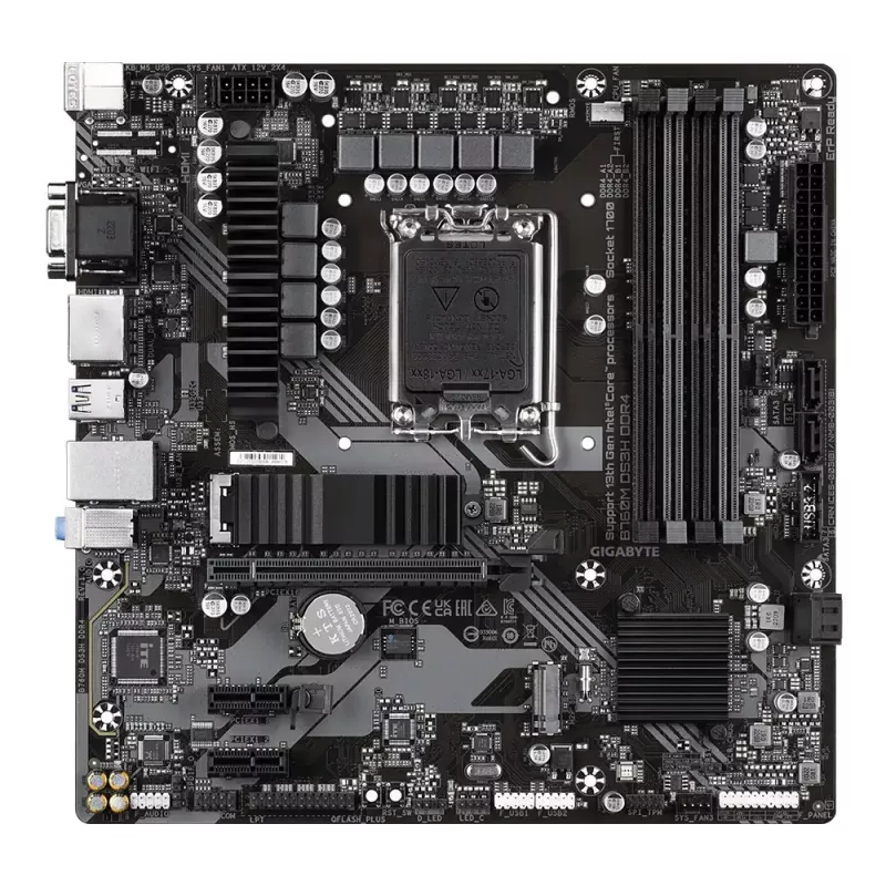 Pagrindinė plokštė GIGABYTE B760M DS3H DDR4 Micro ATX, Intel LGA 1700, 4x DIMM, 128GB, 2.5Gb LAN, 2x M.2, HDMI+DP