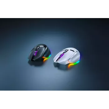 Žaidimų pelė Razer Basilisk V3 Pro – dešiniarankiams, optinė 30 000 DPI, RF belaidis / Bluetooth / USB-C, balta