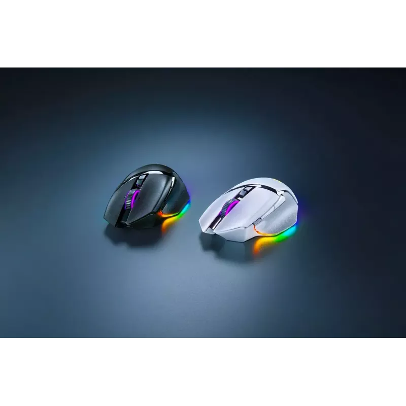 Žaidimų pelė Razer Basilisk V3 Pro – dešiniarankiams, optinė 30 000 DPI, RF belaidis / Bluetooth / USB-C, balta