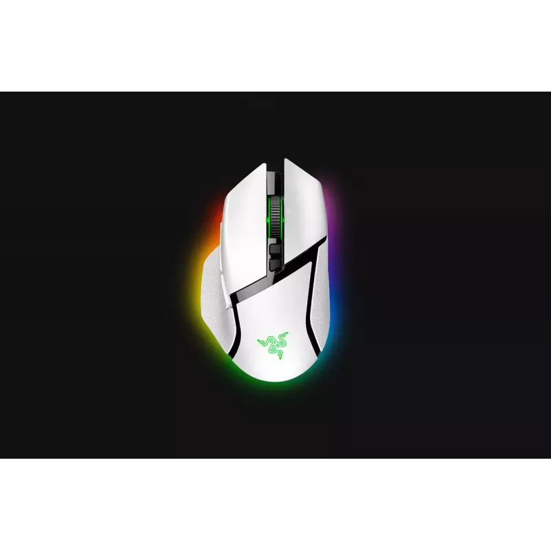 Žaidimų pelė Razer Basilisk V3 Pro – dešiniarankiams, optinė 30 000 DPI, RF belaidis / Bluetooth / USB-C, balta