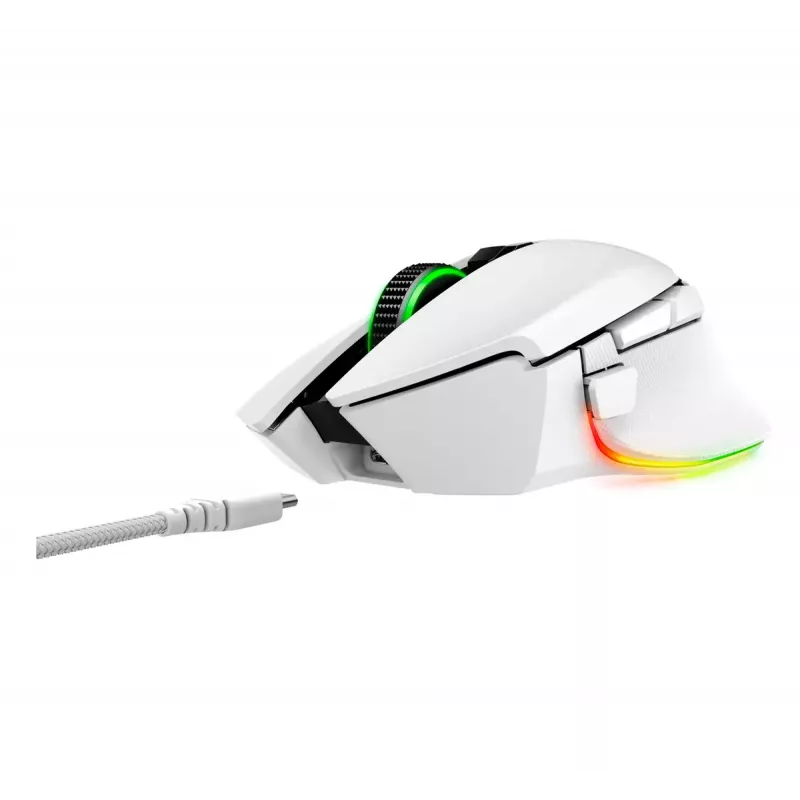 Žaidimų pelė Razer Basilisk V3 Pro – dešiniarankiams, optinė 30 000 DPI, RF belaidis / Bluetooth / USB-C, balta