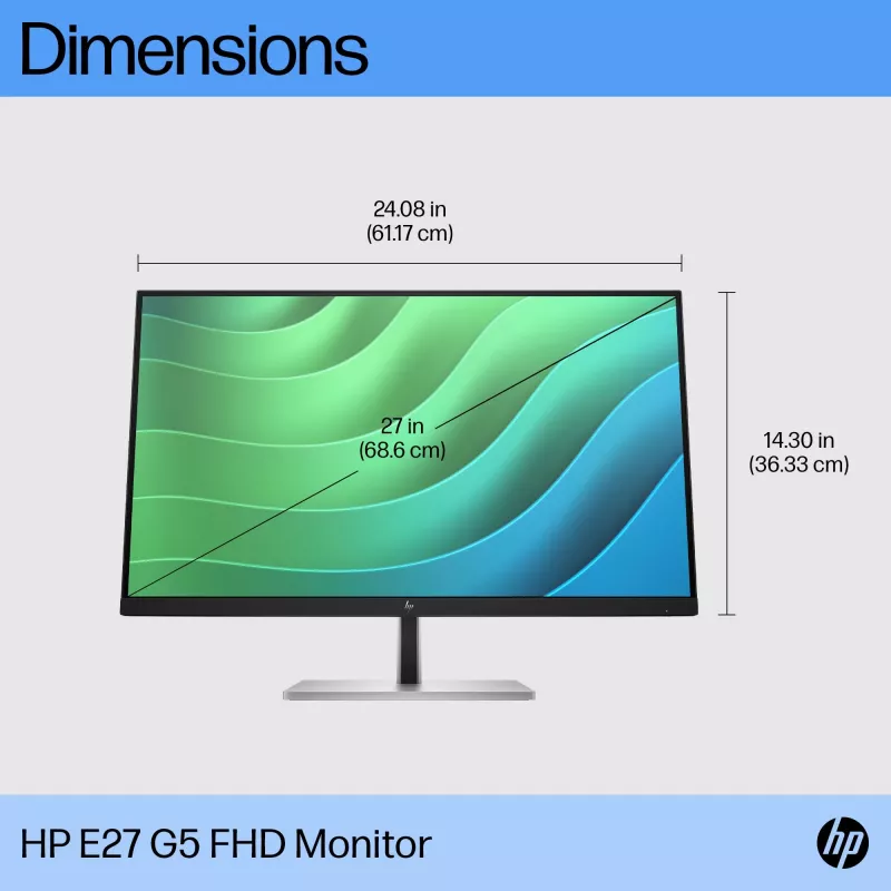 Monitorius HP E27 G5 FHD, 68,6 cm (27 colių), 1920 x 1080 pikselių, Full HD, LCD, 5 ms, Juodas