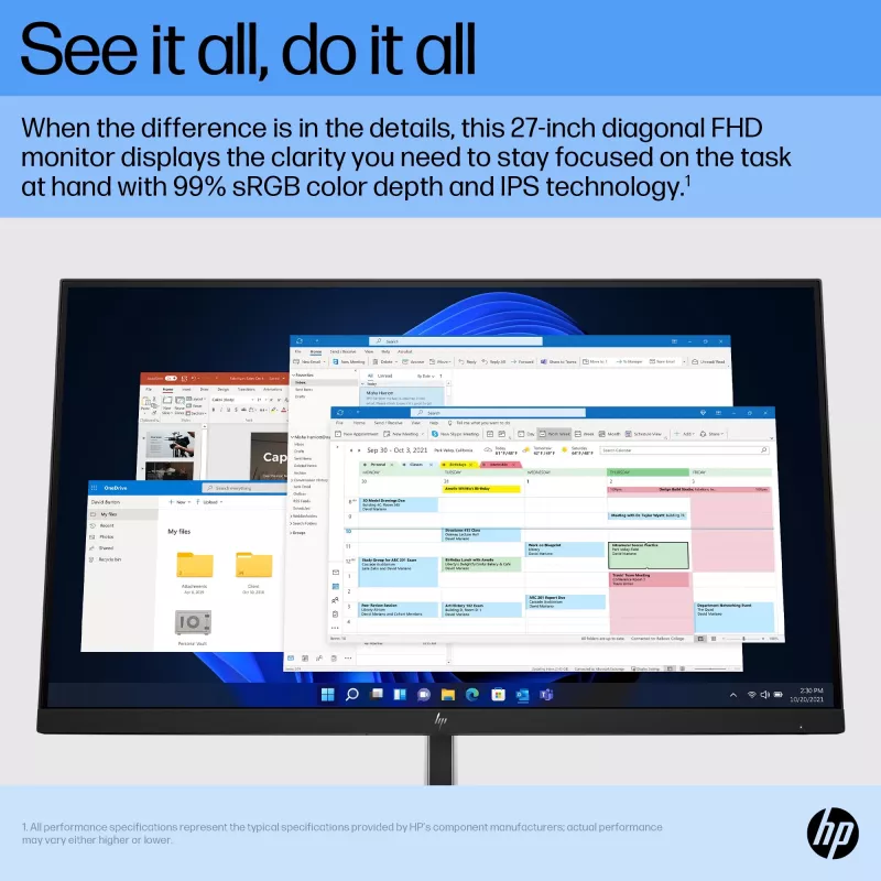 Monitorius HP E27 G5 FHD, 68,6 cm (27 colių), 1920 x 1080 pikselių, Full HD, LCD, 5 ms, Juodas