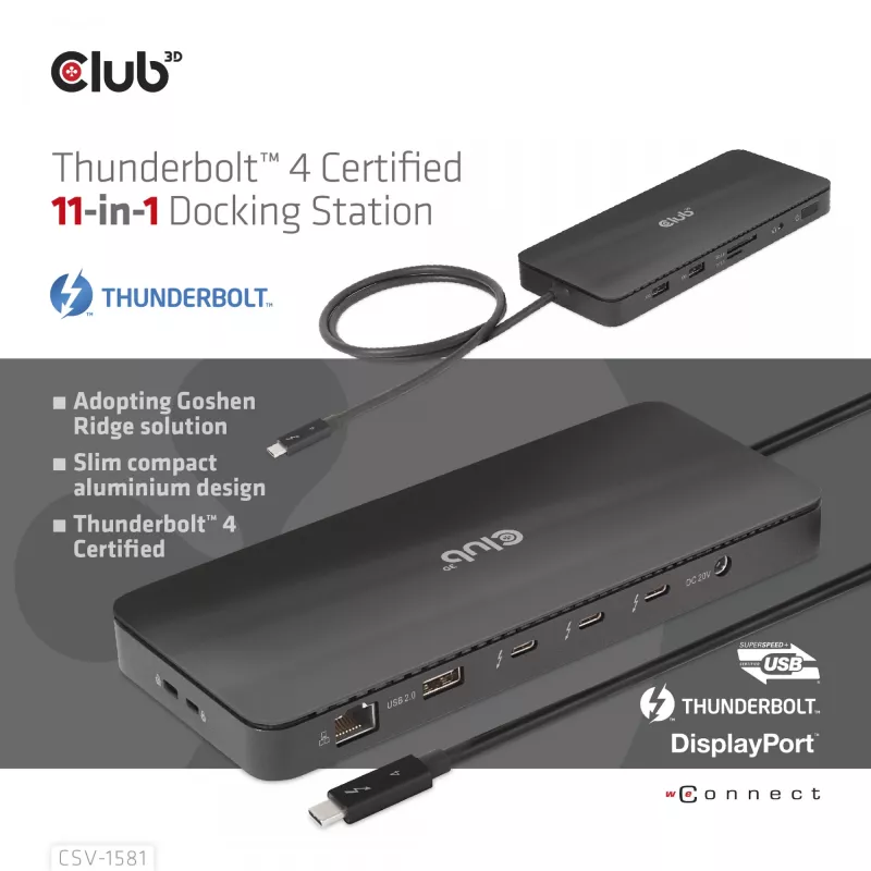 Docking stotelė CLUB3D Thunderbolt 4 sertifikuota 11-in-1 140W