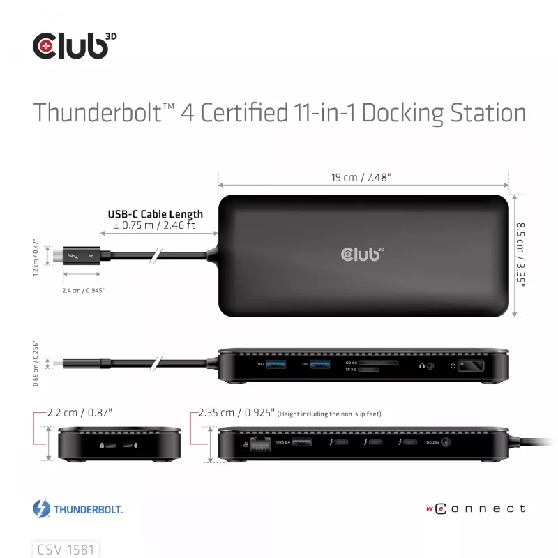 Docking stotelė CLUB3D Thunderbolt 4 sertifikuota 11-in-1 140W