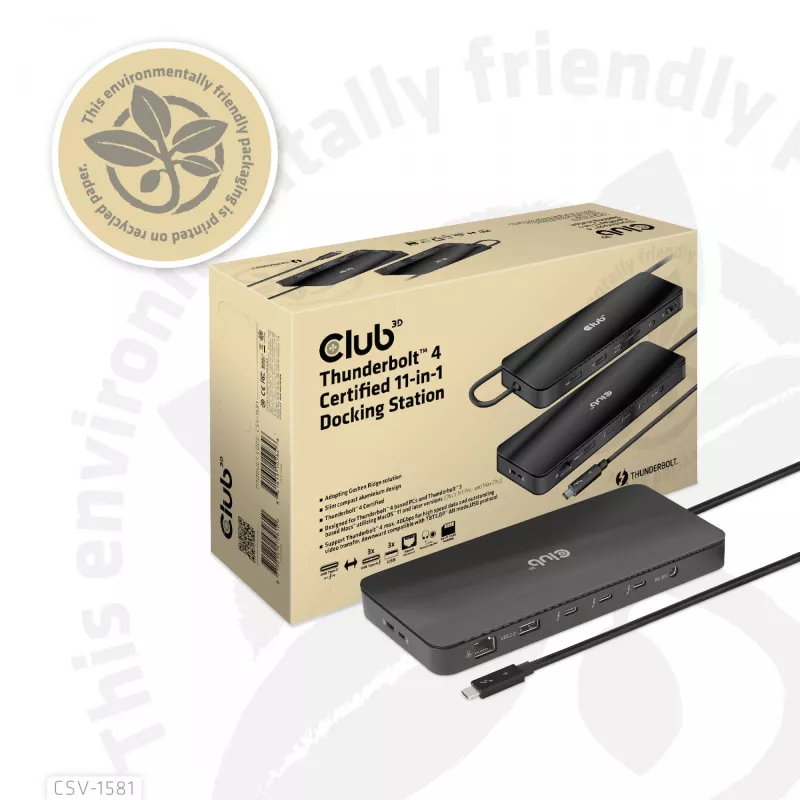 Docking stotelė CLUB3D Thunderbolt 4 sertifikuota 11-in-1 140W