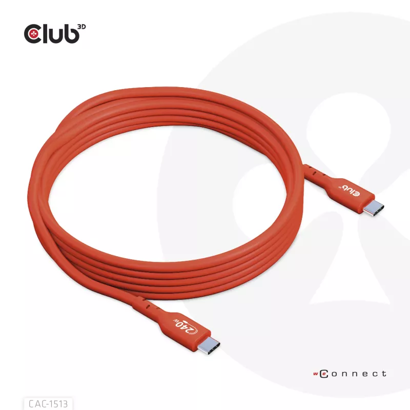 CLUB3D USB2 Type-C abipusis USB-IF sertifikuotas laidas, duomenys 480Mb, PD 240W (48V/5A) EPR, M/M 3m / 9.84 ft