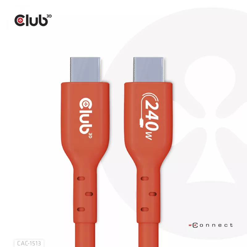 CLUB3D USB2 Type-C abipusis USB-IF sertifikuotas laidas, duomenys 480Mb, PD 240W (48V/5A) EPR, M/M 3m / 9.84 ft