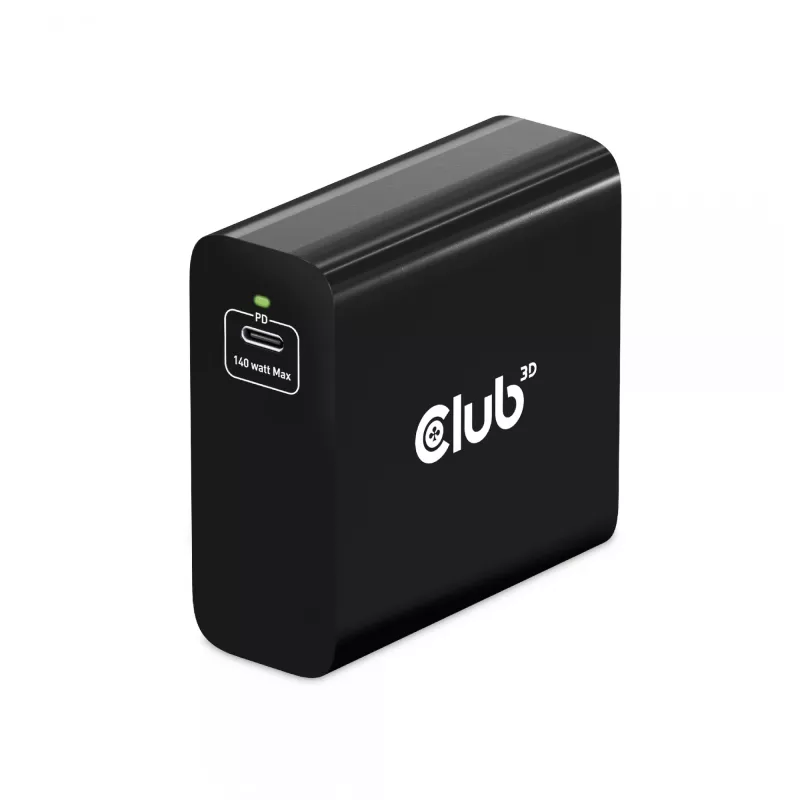 CLUB3D CAC-1914 kelioninis įkroviklis 140 W, GaN technologija, vienas USB Type-C prievadas, PD 3.1