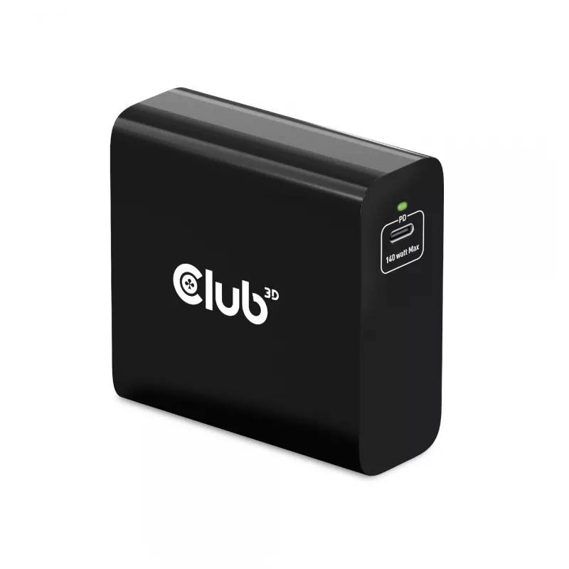 CLUB3D CAC-1914 kelioninis įkroviklis 140 W, GaN technologija, vienas USB Type-C prievadas, PD 3.1