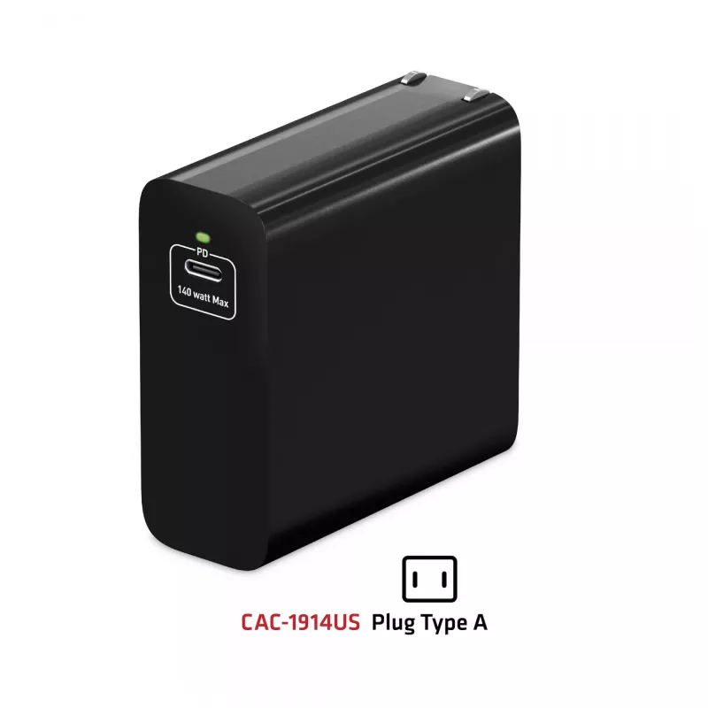 CLUB3D CAC-1914 kelioninis įkroviklis 140 W, GaN technologija, vienas USB Type-C prievadas, PD 3.1