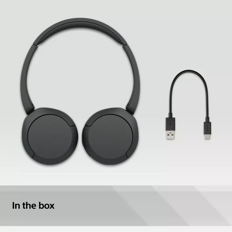 Sony WH-CH520 belaidės ausinės su ausų lankeliu, skambučiams/muzikai, USB Type-C, Bluetooth, juodos