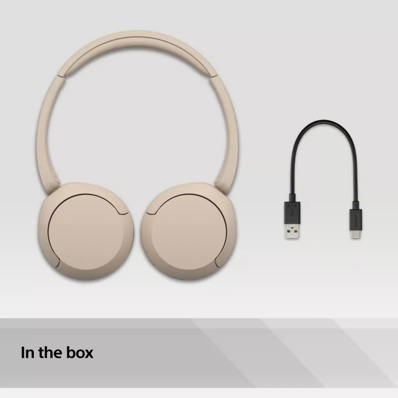 Sony WH-CH520 belaidės ausinės su lankeliu, kreminė