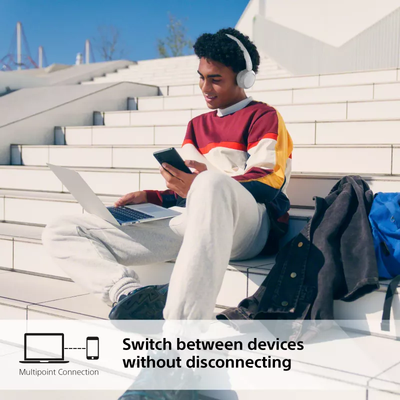 Ausinės Sony WH-CH520 belaidės ant ausų, Bluetooth 5.2, 50 h atkūrimas, USB-C įkrovimas, baltos