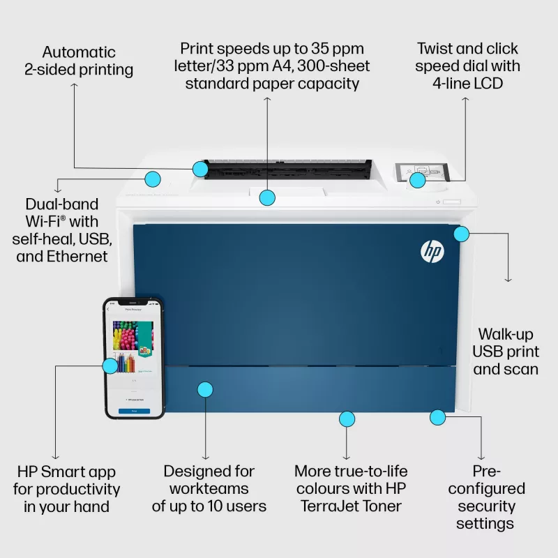 Spausdintuvas HP Color LaserJet Pro 4202dw spalvotas lazerinis