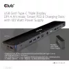 CLUB3D USB Gen1 Type-C Triple Display DP1.4 Alt mode Smart PD3.0 įkrovimo stotelė su 100 W maitinimo šaltiniu
