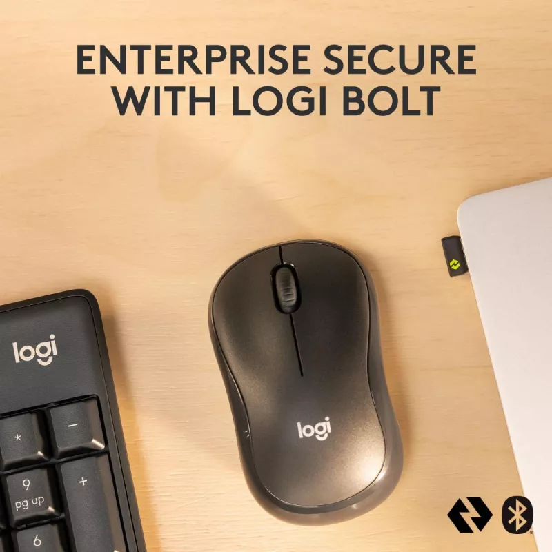 Klaviatūros ir pelės rinkinys Logitech MK370 Combo for Business — pilno dydžio QWERTY (US International), RF Wireless + Bluetooth, grafitas
