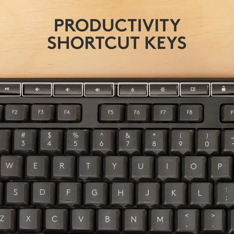 Klaviatūros ir pelės rinkinys Logitech MK370 Combo for Business — pilno dydžio QWERTY (US International), RF Wireless + Bluetooth, grafitas