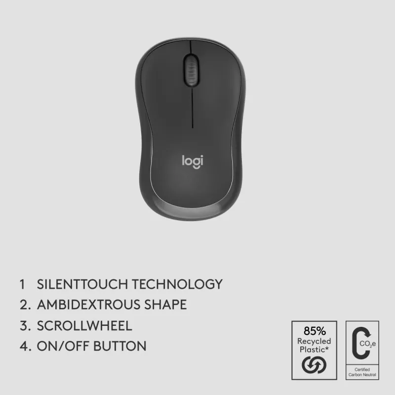 Klaviatūros ir pelės rinkinys Logitech MK370 Combo for Business — pilno dydžio QWERTY (US International), RF Wireless + Bluetooth, grafitas
