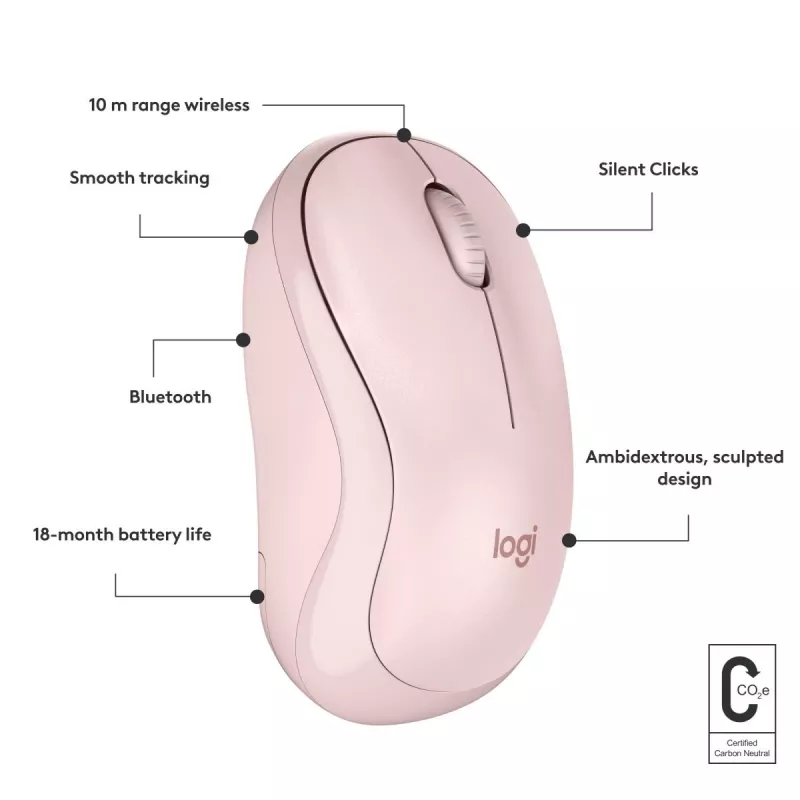 LOGITECH M240 Tyla Pelė - Bluetooth - Rožinė