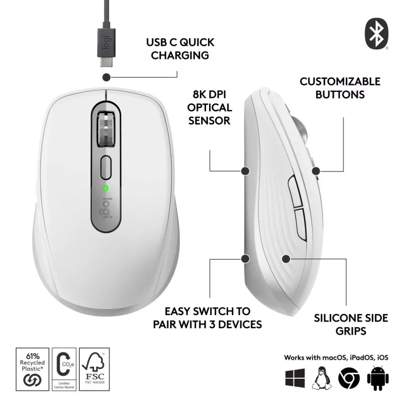 LOGITECH MX Anywhere 3s For Business - Šviesiai Pilka - EMEA28-935