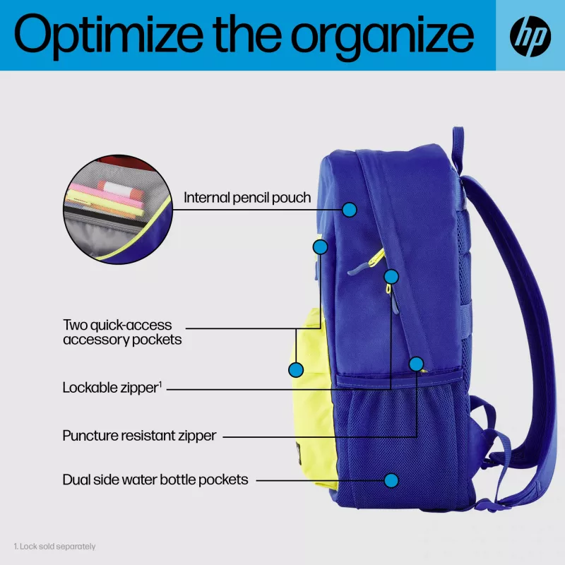 Kasdienė kuprinė HP Campus Blue Backpack mėlyna geltona poliesteris 295x185x435 mm