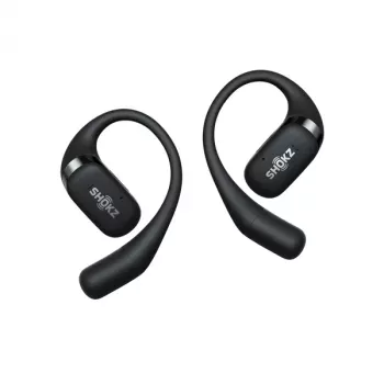 SHOKZ OpenFit belaidės ausinės su ausų kabliukais, juodos – skambučiams, muzikai, sportui ir kasdienai