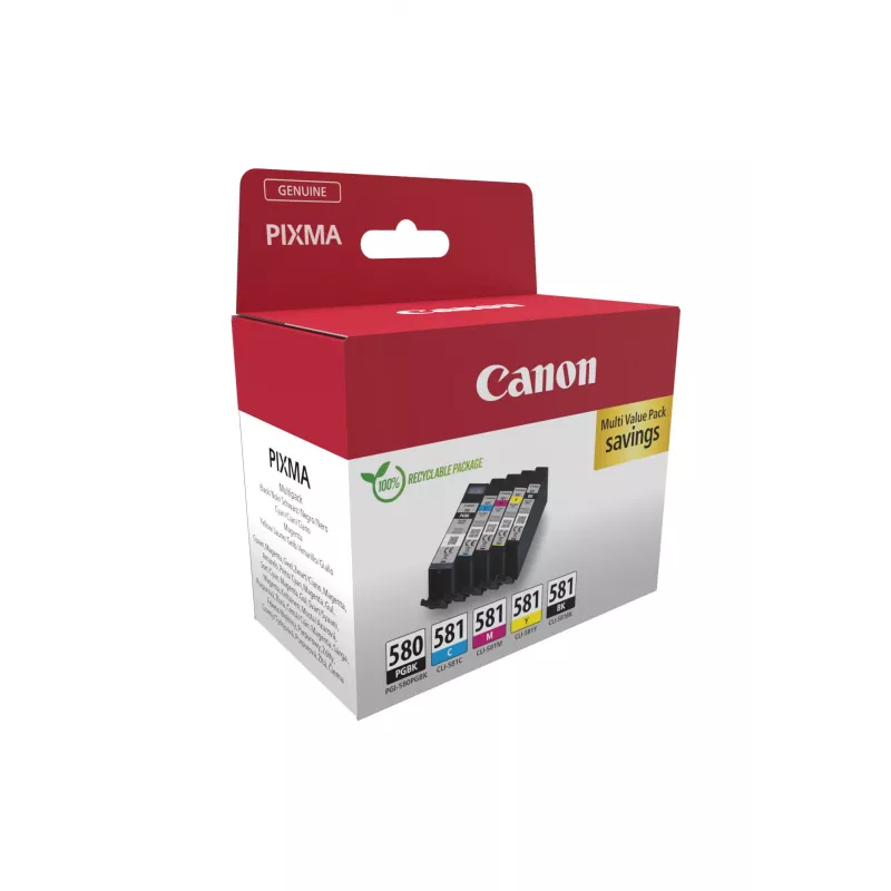 Canon 2078C007 kasečių rinkinys 5 vnt. Originali juoda, mėlyna, žydra, rausvai raudona, geltona