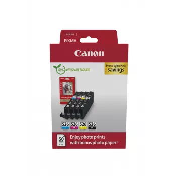 Originalūs Canon CLI-526 rašalo kasetės 4 vnt. Juoda, Žydra, Violetinė, Geltona