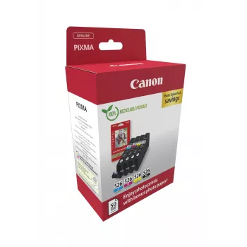 Originalūs Canon CLI-526 rašalo kasetės 4 vnt. Juoda, Žydra, Violetinė, Geltona