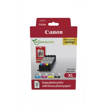 Canon 0332C006 rašalo kasetė 4 vnt. Originali didelės talpos (XL) juoda, žydra, rausvai violetinė, geltona