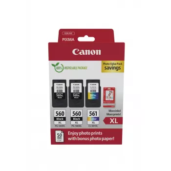 Canon 3712C012 kasetės 3 vnt. Originalios didelės talpos (XL) juoda, žydra, purpurinė, geltona