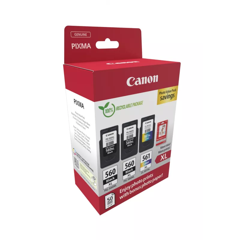 Canon 3712C012 kasetės 3 vnt. Originalios didelės talpos (XL) juoda, žydra, purpurinė, geltona