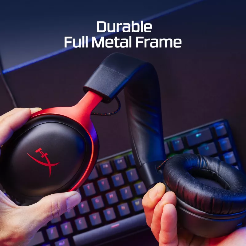 HyperX Cloud III – žaidimų ausinės (juodos/raudonos)